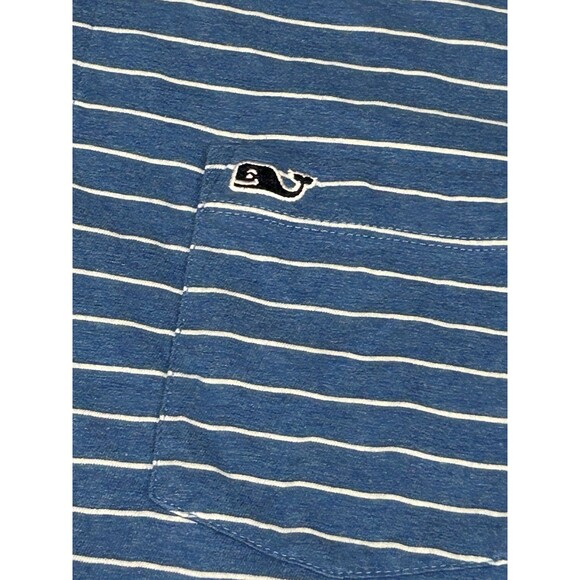 Vineyard Vines Blue Stripe Polo Shirt XL Pima Cotton Classic Fit Whale Logo Golf - Picture 2 of 5